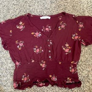 Abercrombie & Fitch burgundy floral top Sz Med